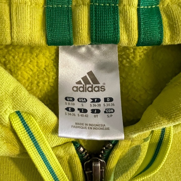 COPY - Women’s Adidas Hooded Zip Sweatshirt - Lime Green - Picture 4 of 4